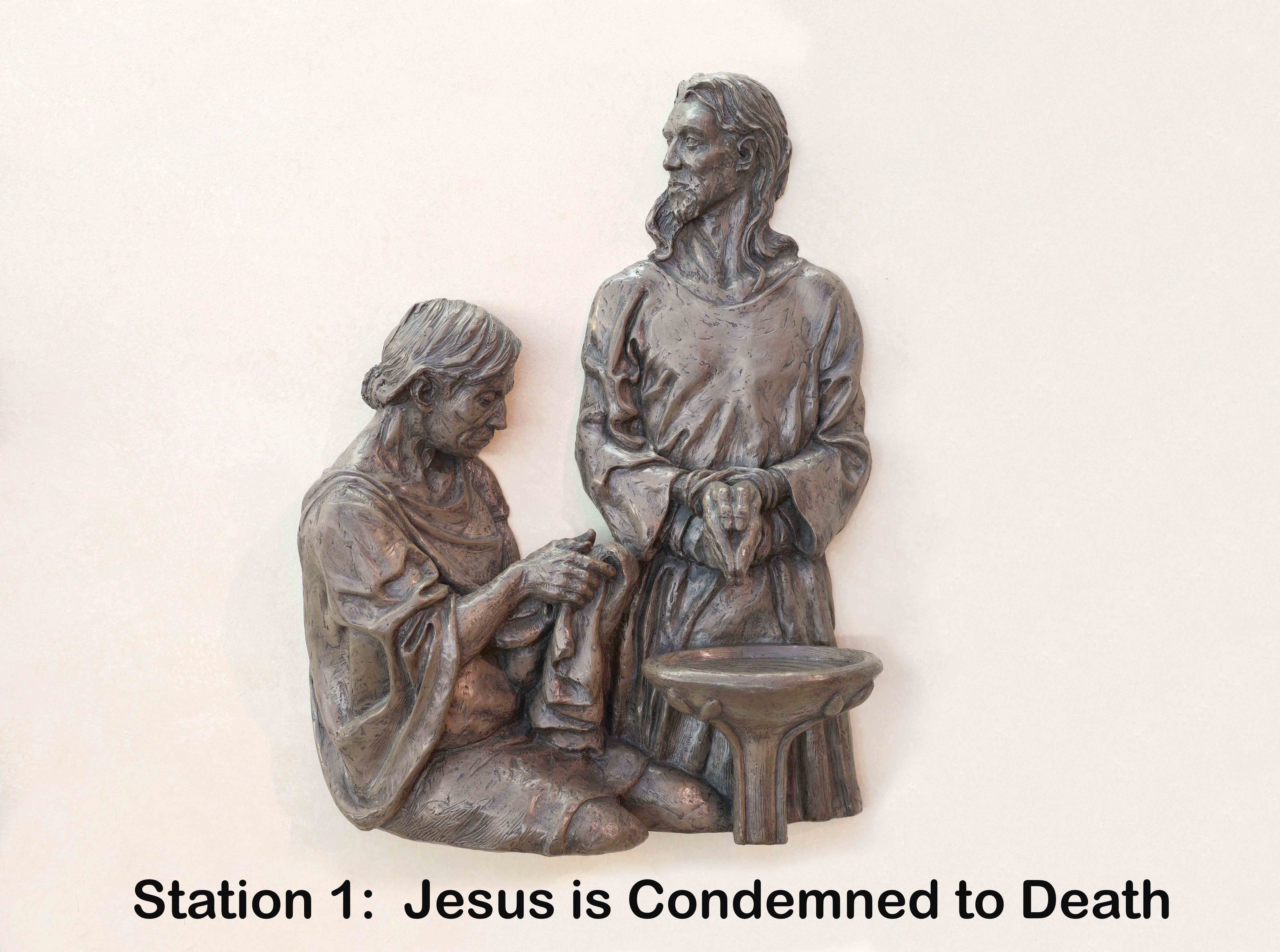 Mark 15:1-15: And as soon as it was morning the chief priests, with the elders and scribes, and the whole council held a consultation; and they bound Jesus and led him away and delivered him to Pilate.
 2 And Pilate asked him, 'Are you the King of the Jews?' And he answered him, 'You have said so.'
 3 And the chief priests accused him of many things.
 4 And Pilate again asked him, 'Have you no answer to make? See how many charges they bring against you.'
 5 But Jesus made no further answer, so that Pilate wondered.
 6 Now at the feast he used to release for them one prisoner for whom they asked.
 7 And among the rebels in prison, who had committed murder in the insurrection, there was a man called Barabbas.
 8 And the crowd came up and began to ask Pilate to do as he was wont to do for them.
 9 And he answered them, 'Do you want me to release for you the King of the Jews?'
 10 For he perceived that it was out of envy that the chief priests had delivered him up.
 11 But the chief priests stirred up the crowd to have him release for them Barabbas instead.
 12 And Pilate again said to them, 'Then what shall I do with the man whom you call the King of the Jews?'
 13 And they cried out again, 'Crucify him.'
 14 And Pilate said to them, 'Why, what evil has he done?' But they shouted all the more, 'Crucify him.'
 15 So Pilate, wishing to satisfy the crowd, released for them Barabbas; and having scourged Jesus, he delivered him to be crucified.