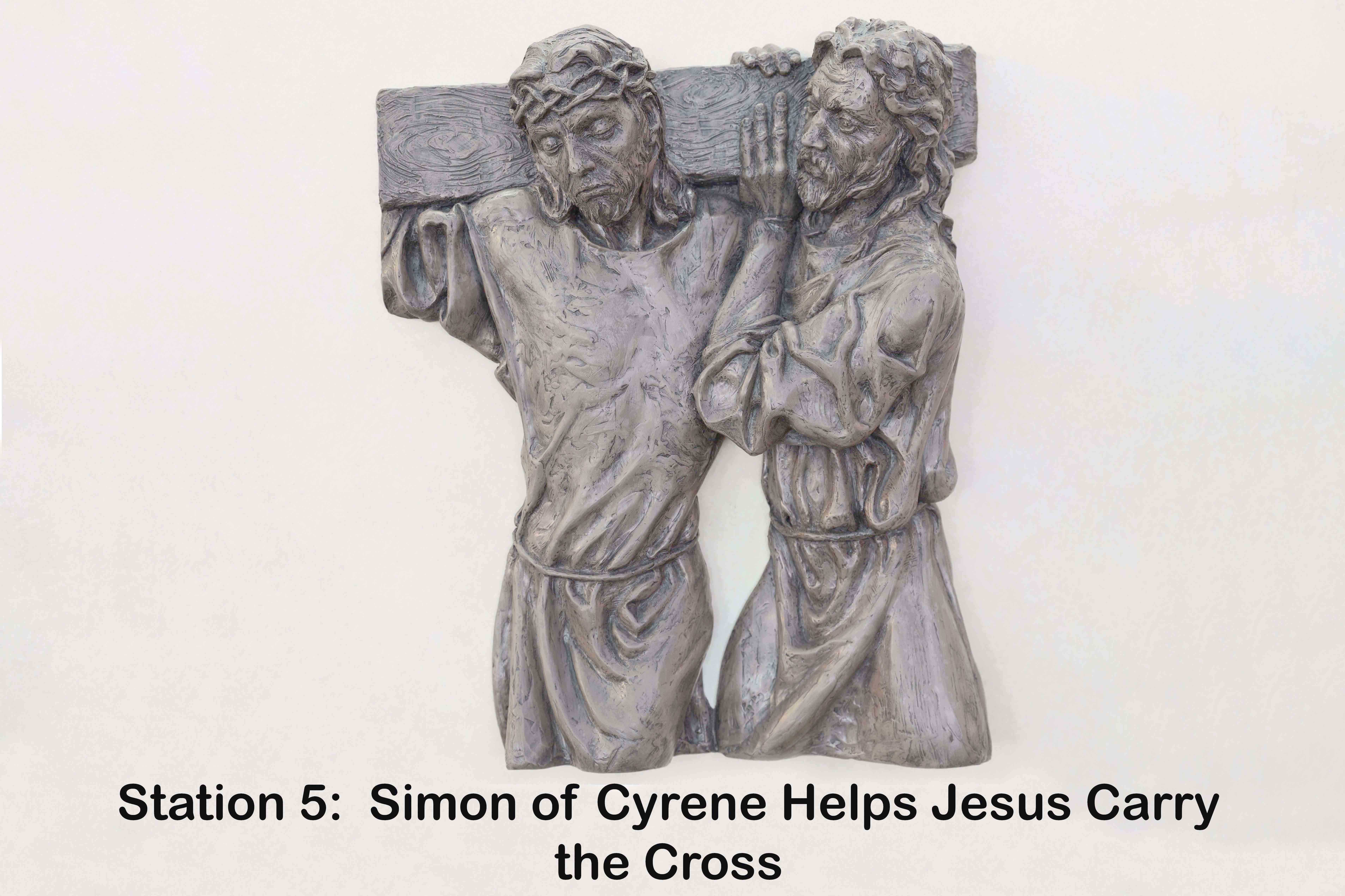 Mark 15:21: And they compelled a passer-by, Simon of Cyrene, who was coming in from the country, the father of Alexander and Rufus, to carry his cross. Psalm 28:7-9:  The LORD is my strength and my shield; in him my heart trusts; so I am helped, and my heart exults, and with my song I give thanks to him.
 8 The LORD is the strength of his people, he is the saving refuge of his anointed.
 9 O save thy people, and bless thy heritage; be thou their shepherd, and carry them forever. 
